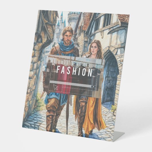 新しい取引の詳細なペンとインクイラストレーション 台座サイン (正面)