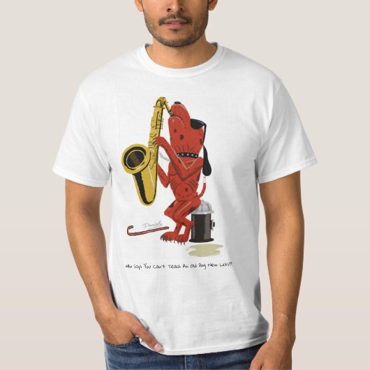 新しい古い犬は"前線"をTシャツ舐めます Tシャツ (正面)