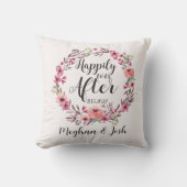 新しい名前の日付の後で幸パーソナライズされた福に クッション (正面)