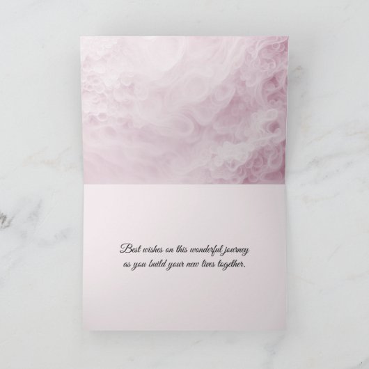 新しい名結婚前を持つピンクの抽象芸術 カード (内部)