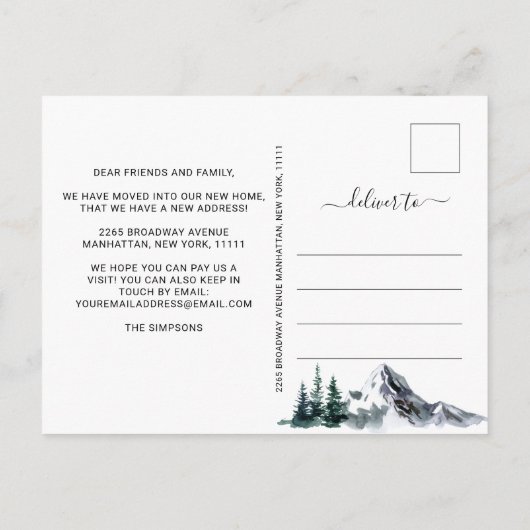 新しい地域に移動中 移動 案内ポストカード (裏面)