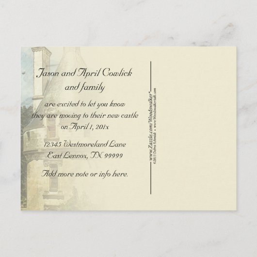 新しい城のの新しいアカスタムドレス 案内ポストカード (裏面)