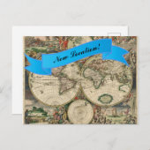 新しい場所のヴィンテージの世界地図 ポストカード (正面/裏面)