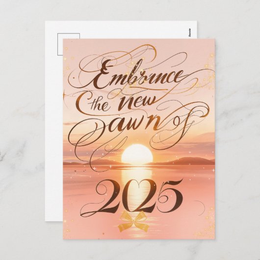 新しい夜明けを受け入れる： 2025ゴールデンサンライズ新年 シーズンポストカード (正面/裏面)