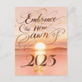新しい夜明けを受け入れる： 2025ゴールデンサンライズ新年 シーズンポストカード (正面)