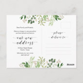 新しい夢の家、緑、動くお知らせ ポストカード (裏面)