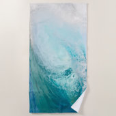 新しい太平洋の青い波の破損 ビーチタオル (正面)