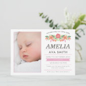 新しい女の子の赤ちゃんのお知らせ/感謝カード 案内状 (スタンド正面)