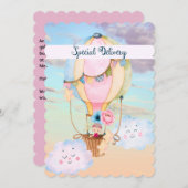 新しい女の子の赤ちゃんの誕生のお知らせシングルカード (正面/裏面)