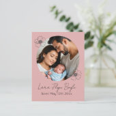 新しい女の子の赤ちゃん ピンクのお誕生おめでとうございます ポストカード (スタンド正面)