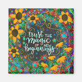 新しい始まりかわいらしデイジーインスピリシティトレンディー マグネット (正面)