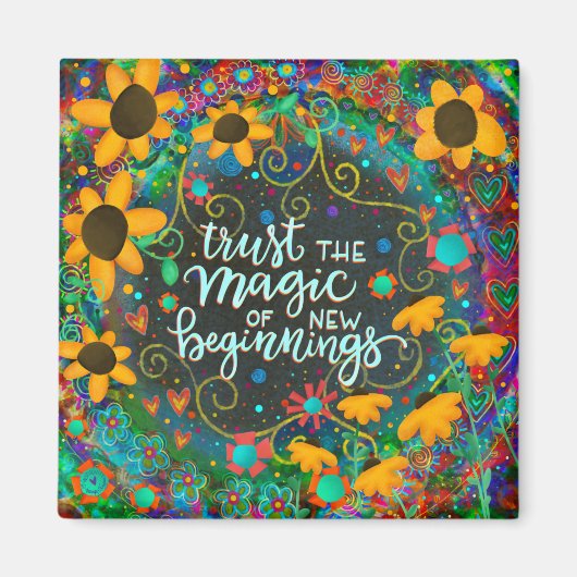 新しい始まりかわいらしデイジーインスピリシティトレンディー マグネット (正面)