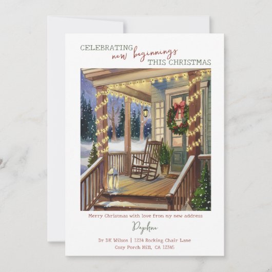 新しい始まりのクリスマスフロントポーチ私が移動 シーズンカード (正面)