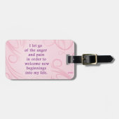 新しい始まりのソフトピンクの肯定を歓迎 ラゲッジタグ (正面横)