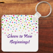 新しい始まりへの応援カラフルな幸せな退職 キーホルダー (裏面)