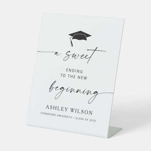 新しい始まりへの甘い結末をミニマルにする 台座サイン (正面)