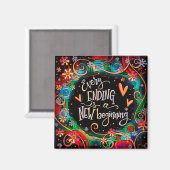 新しい始まりハート花抽象芸術インスピレーション マグネット (正面/裏面)