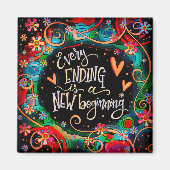 新しい始まりハート花抽象芸術インスピレーション マグネット (正面)