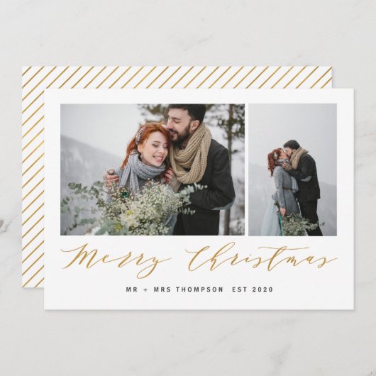 新しい始まりメリークリスマス金ゴールド シーズンカード (正面/裏面)