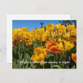 新しい始まり春黄色チューリップ花 ポストカード (正面/裏面)