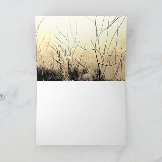 "新しい始まり"ブラウンタンイエローフローラデザイン カード (内部)