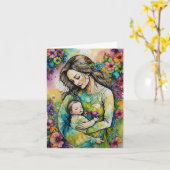 「新しい始まり」 – 母性お祝い カード (黄色い花)