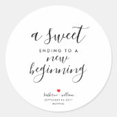 新しい始めの結婚式の引き出物に終わる甘い結末 ラウンドシール (正面)