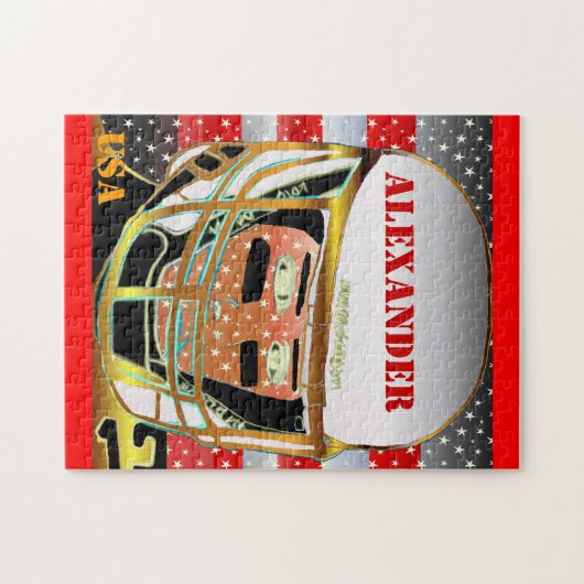 新しい子供のフットボールのパーソナライズなパズルはギフトを遊ばします ジグソーパズル (横)