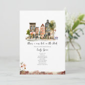 新しい子供のブロックウォーターの色の女の子の赤ちゃんシャワー 招待状 (スタンド正面)