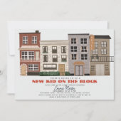 新しい子供のブロックシティビル男の子ベイビーシャワー 招待状 (正面)