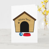 新しい子犬と犬小屋へおめでとう カード (黄色い花)
