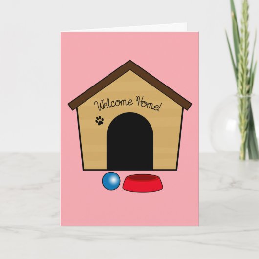 新しい子犬と犬小屋へおめでとう カード (正面)