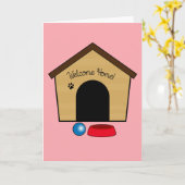 新しい子犬と犬小屋へおめでとう カード (黄色い花)