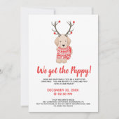 新しい子犬のクリスマスパーティーキッズプレイ日 招待状 (正面)