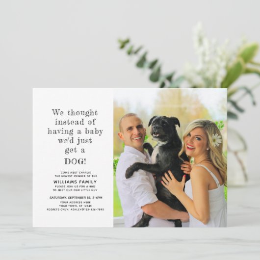 新しい子犬のペットの養子縁組の写真のお知らせ 招待状 (スタンド正面)