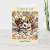 新しい子犬の誕生おめでとう カード (正面)