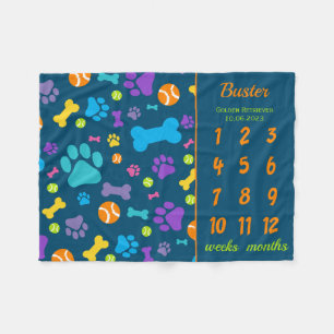 新しい子犬フォトシュートのマイルストーンブランケット フリースブランケット