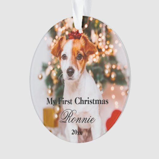 新しい子犬用初めてのクリスマスオーナメントと写真 オーナメント (正面)