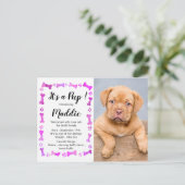 新しい子犬 – ピンクガール新しいペット – 犬の誕生日子犬 案内ポストカード (スタンド正面)