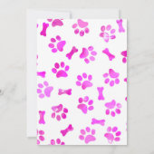 新しい子犬 - 新しいペット - ピンクの女の子の犬の誕生日子犬 招待状 (裏面)