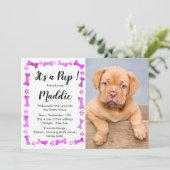 新しい子犬 – 新しいペット – ピンクガールドッグ誕生日子犬 招待状 (スタンド正面)