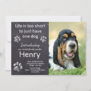 新しい子犬 – 素朴 Pet Dog Photo Chalkboard Puppy 案内状