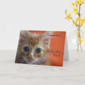 新しい子猫おめでとう カード (黄色い花)