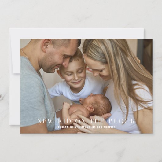 新しい子 | かわいい4枚の写真誕生 案内状 (正面)