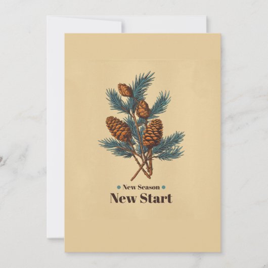 新しい季節のヴィンテージポスター　松の枝付き 招待状 (正面)