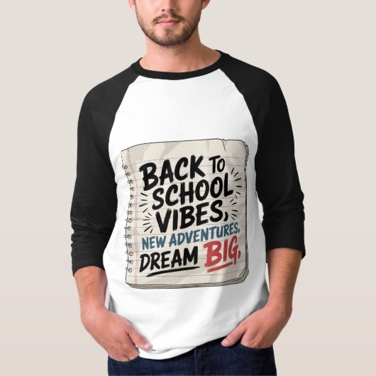 新しい学び舎の気持ち – 男性用モチベーショナルTシャツ Tシャツ (正面)