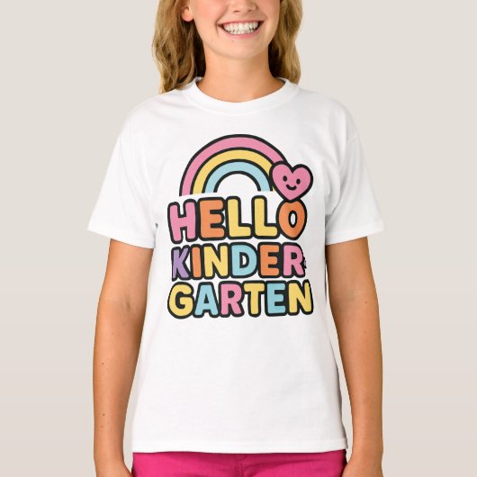 新しい学期 こんにちは 幼稚園の先生 キッズ Tシャツ (正面)