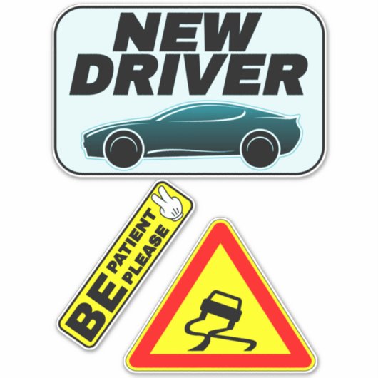 新しい学生シンボルや象徴 – 新しいドライバーに辛抱強く シール (正面)