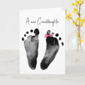 新しい孫娘の足跡、弓 カード (黄色い花)