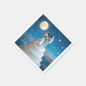 新しい宇宙飛行士結婚がケーキを食べる スタンダードカクテルナプキン (角)